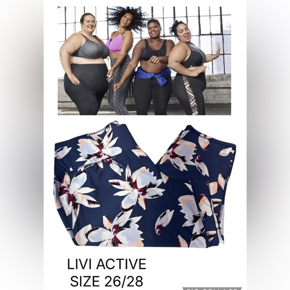 Livi Active Floral Leggings - Navy and White - Picture 1 of 5